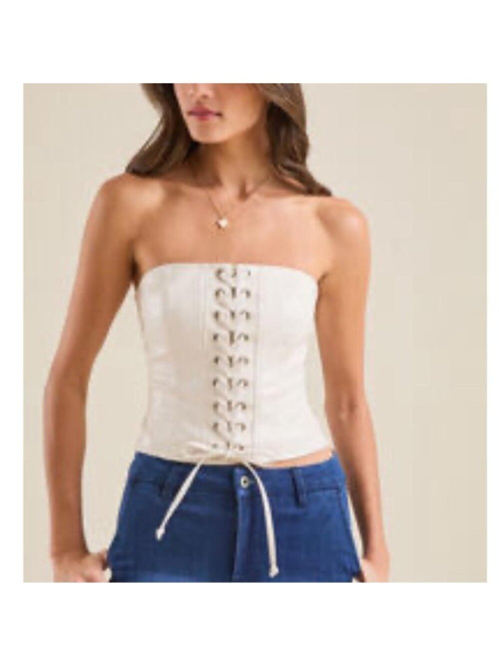 Altar'd State beige corset top Size M #cute #tube #corset #leather #beige
